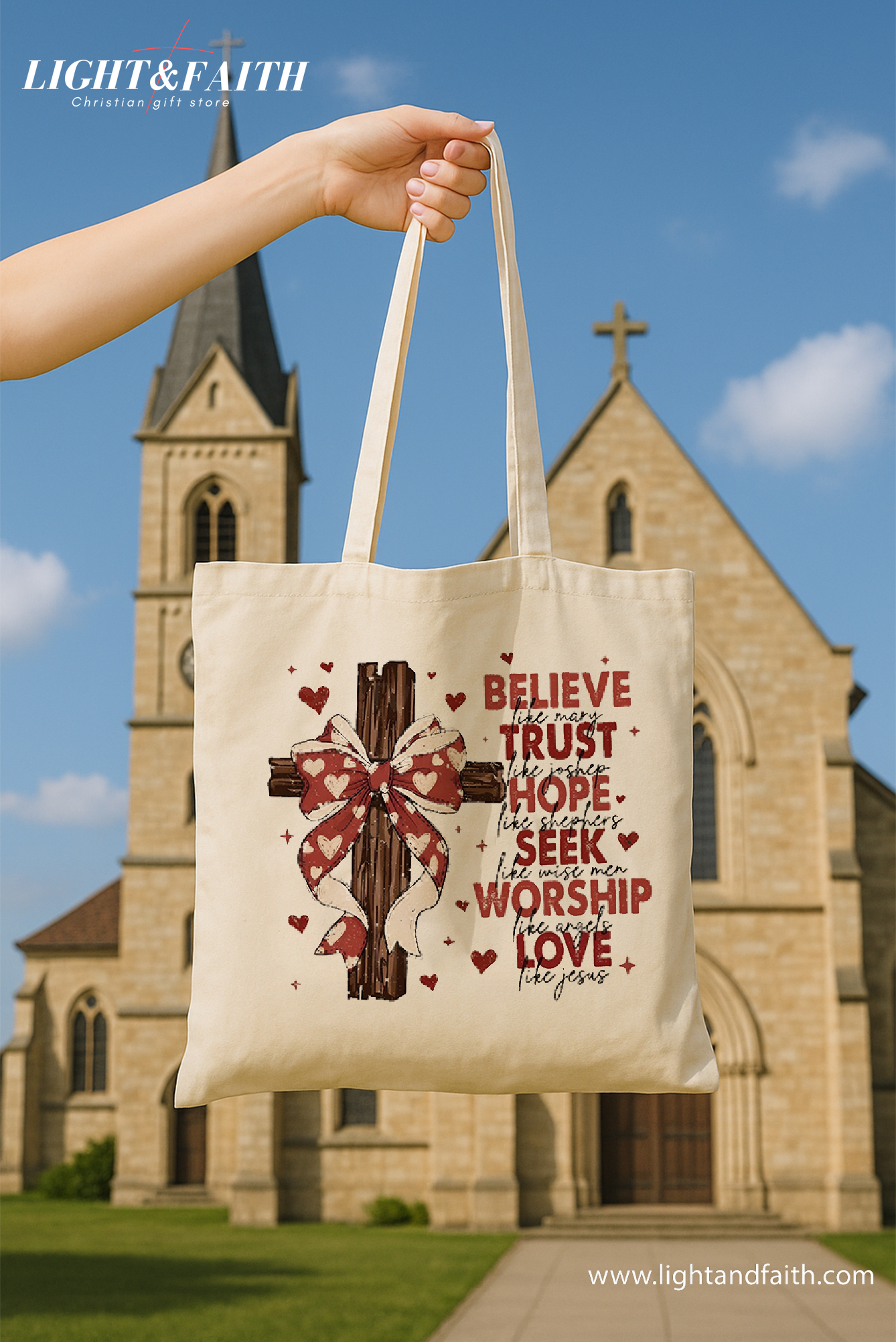 Coquette Christian Tote Bag – Bible Verse Canvas Tote – Aesthetic Jesus Tote – Floral Scripture Bag – Faith-Based Gift for Her – Reusable Church Tote TBLAF21